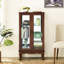 Armoire vitrée à miroir avec tablette de rangement flexible et 2 tablettes réglables couleur noyer-1009059563