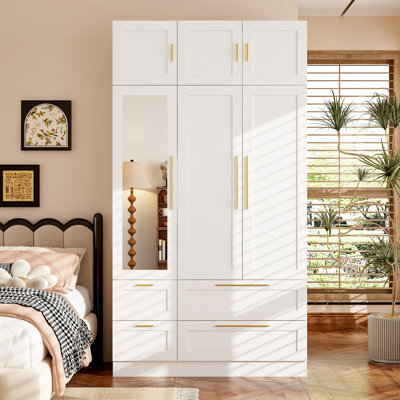 Elegent Wardrobe With Top Cabinet And 1 Mirror by Mercer41