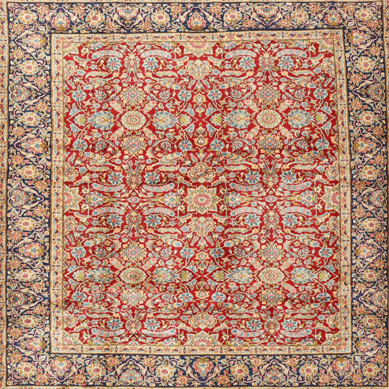 Orange oriental/beige/bleu Tapis décoratif Tyreke, Rond 7 pi