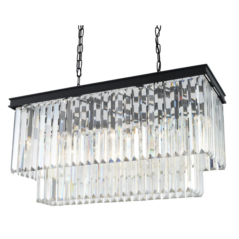 Lustre à plusieurs niveaux avec accents en cristal 14 lumières unique Lehman