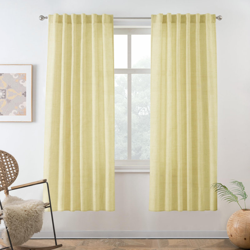 Janie Semi Sheer Curtain Panel Pair, Light Linen, 52" W x 96" L