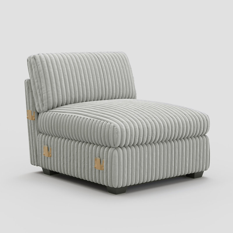  Knopp Velvet & Plush Wide Corduroy Single Chair Seat Of Modular Sofa, Gray Plush Corduroy