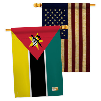 Drapeau de maison en polyester 2 côtés 3 pi 3 po x 2 pi 3 po mozambique