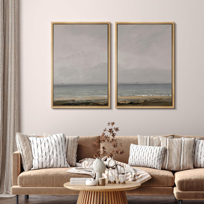 «Calm Maritime Horizon Serene Beachside», 2 pièces sur toile