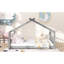 Lit en bois gris de taille double - un grand espace pour jouer et dormir, avec une structure solide sur le toit, un lit de 53,9 po de hauteur, un endroit de repos nécessaire, L 80,7 po de long