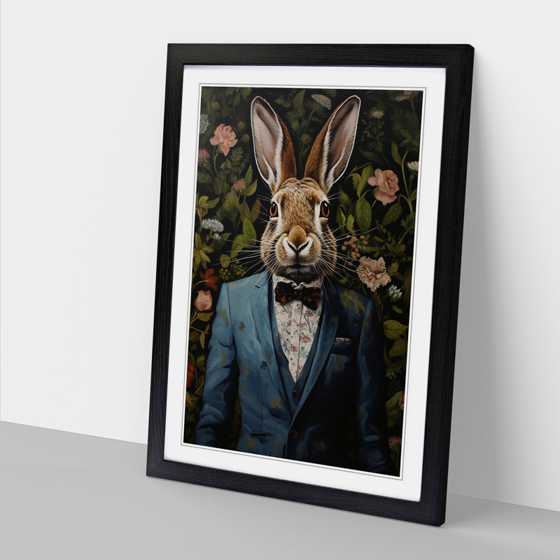 Hare in a Suit Painting No.4 - Framed Print, 34cm H x 25cm W, Black Framed