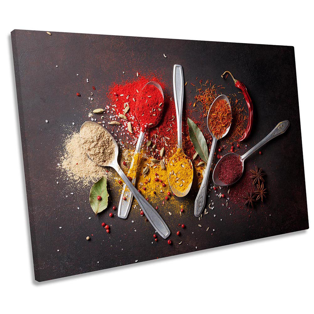 Spices Spoons Herbs Kitchen - Wrapped Canvas Print