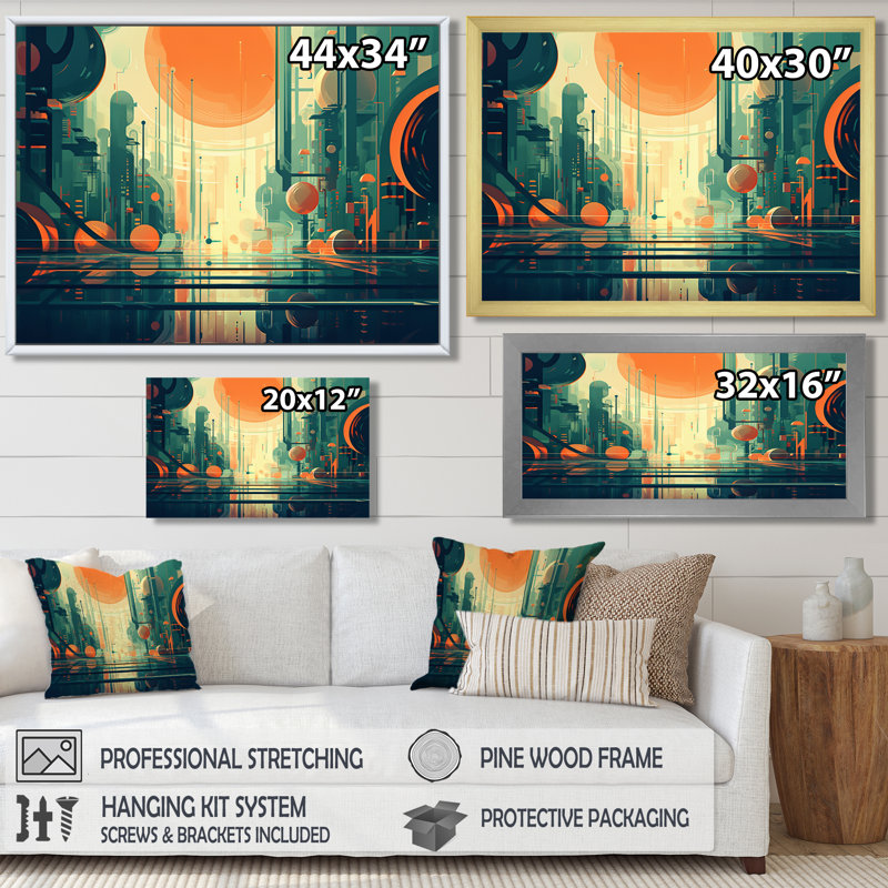 Impression d'art mural rétro moderne pleine lune III - Mid-Century, H 12 po x l 20 po x P 1 po