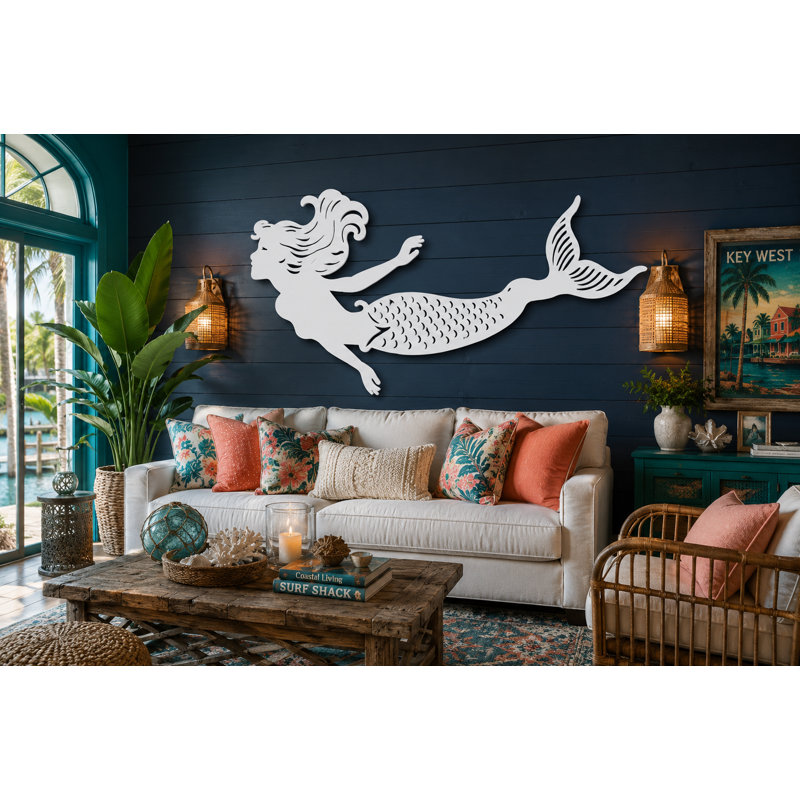 Décoration murale intérieure/extérieure Sirène côtière, 2 pi