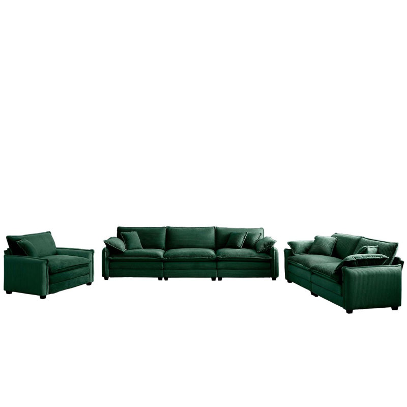 Canapé modulaire surdimensionné 3 pièces Boneless, Vert