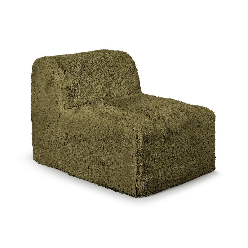 Chaise sans accoudoirs modulaire en mousse et en fausse fourrure Cathryn, Vert