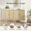 Armoire de rangement 2 portes en rotin, console de buffet en bois avec tablettes pour le rangement de la cuisine et du vestibule-308610339