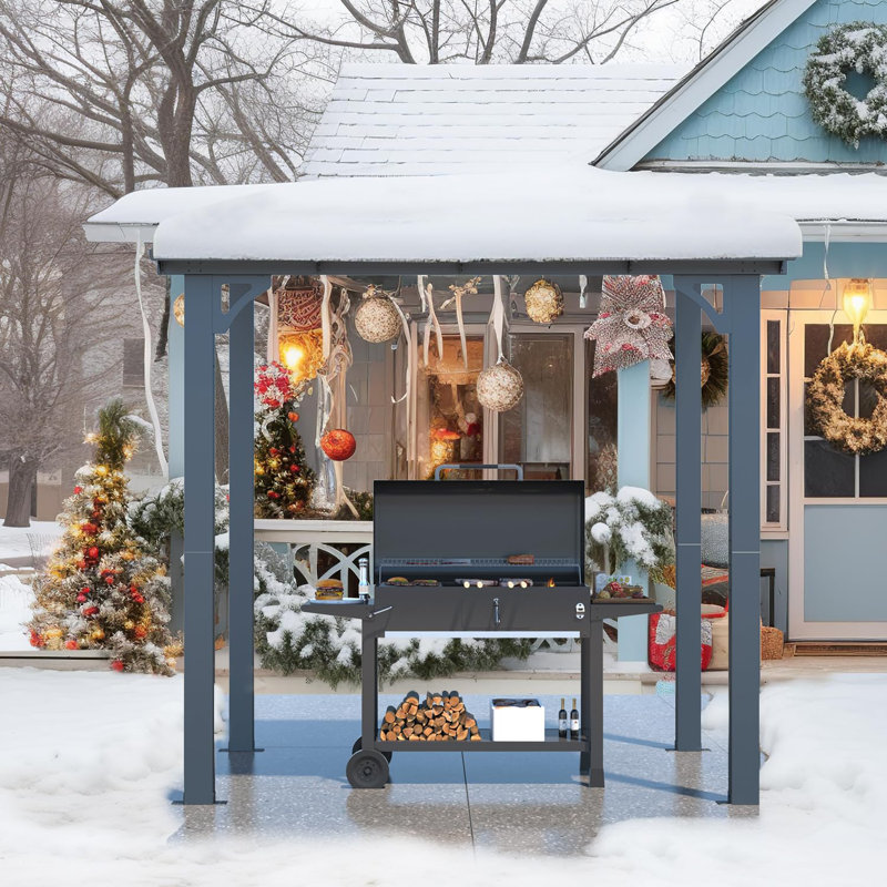 Mandalc Pergola with Canopy, Black, 243.84cm x 152.4cm
