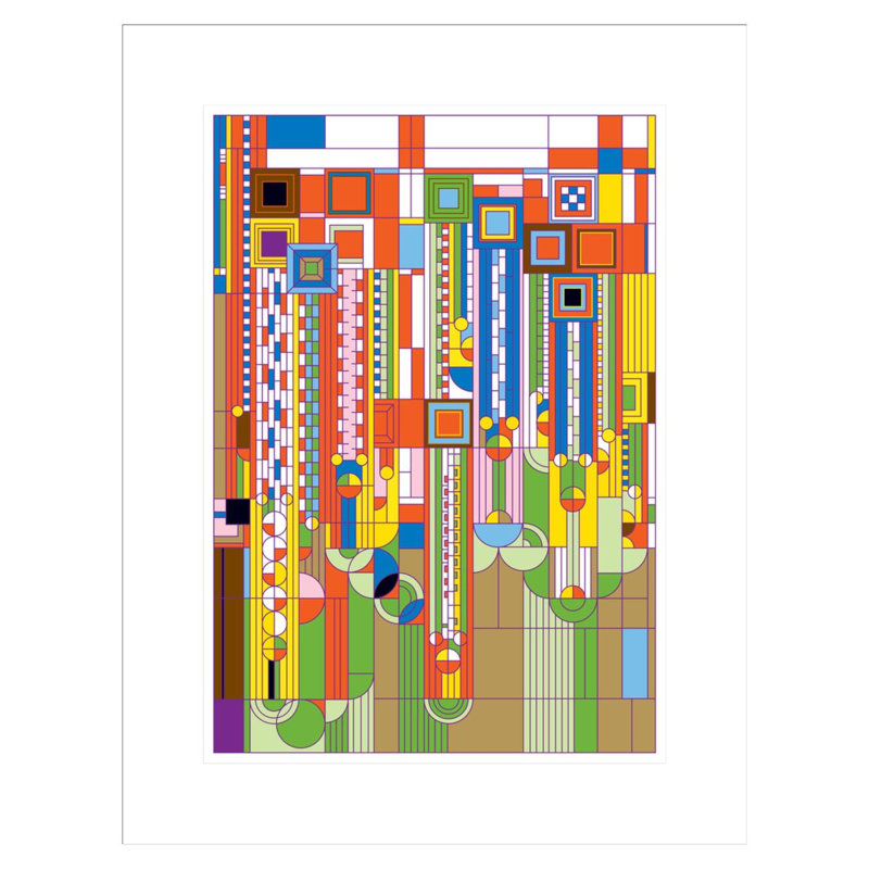 Panneau de verre Saguaro par Frank Lloyd Wright - impression giclée encadrée, H 21,75 po x l 16,85 po