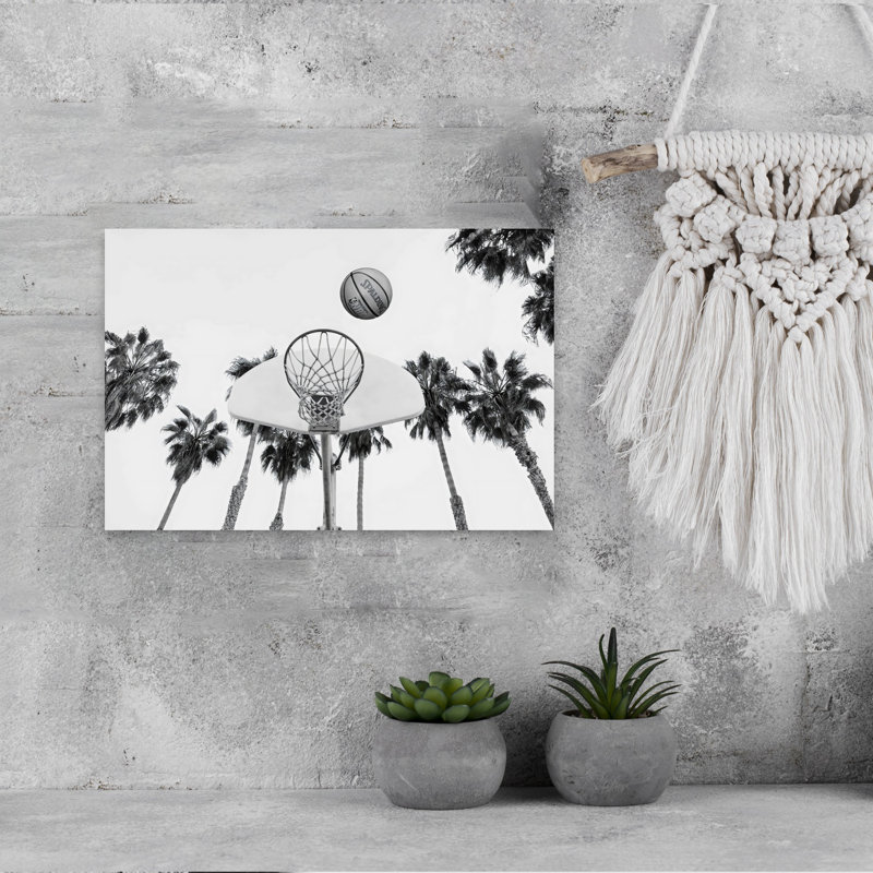 Art mural abstrait basketball contemporain, H 12 po x l 18 po
