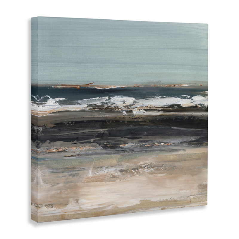 Art mural sur toile Moody Gray Beach Waves par Ethan Harper, H 24 po x l 24 po