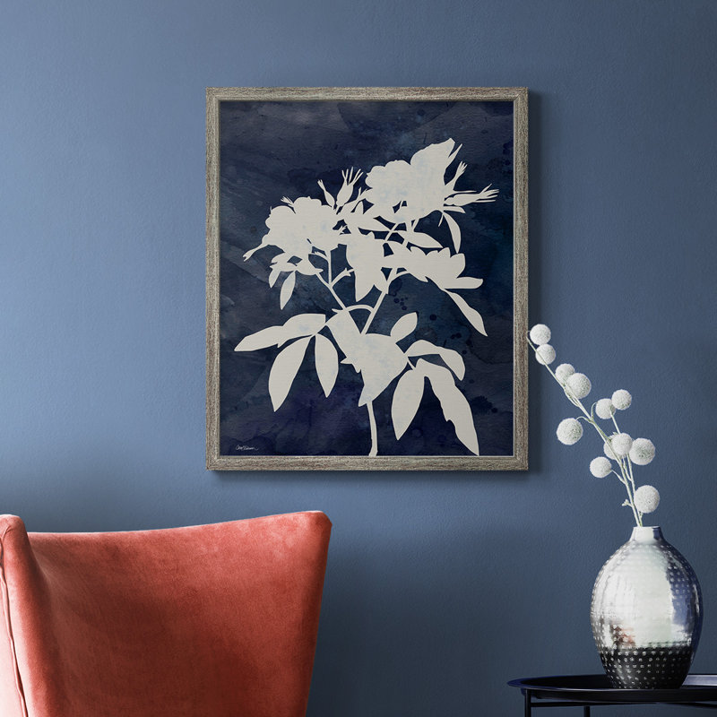 Toile encadrée de qualité supérieure Indigo Botanical I, Argent patiné, H 20 po x l 16 po