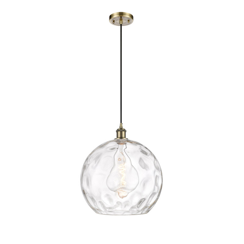 Luminaire suspendu sphère 1 lumière Roxane, Laiton antique, Ampoule non incluse, H 16,88 po x l 13,75 po x P 13,75 po