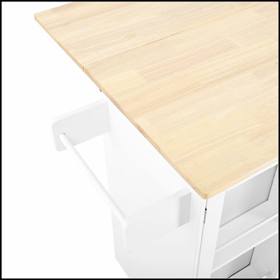 Chariot mobile pour îlot de cuisine avec plateau Dropleaf, rangement et porte-serviettes / épices pour une meilleure organisation et mobilité
