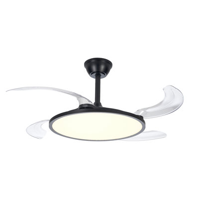 Retractable Ceiling Fans With Lights,42 Inch Ceiling Fan With Light And Remote Control,Flush Mount,Dc Reversible,3Cct,Low Noise,White Ceiling Fan For Bedroom,Living Room,Kitchen,Indoor