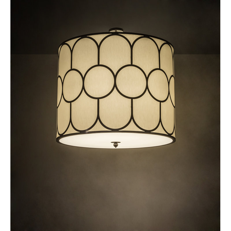 Lustre tambour 8 lumières à abat-jour Zearing