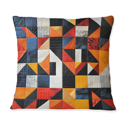 Orange, jaune, formes géométriques modernes I - coussin décoratif moderne