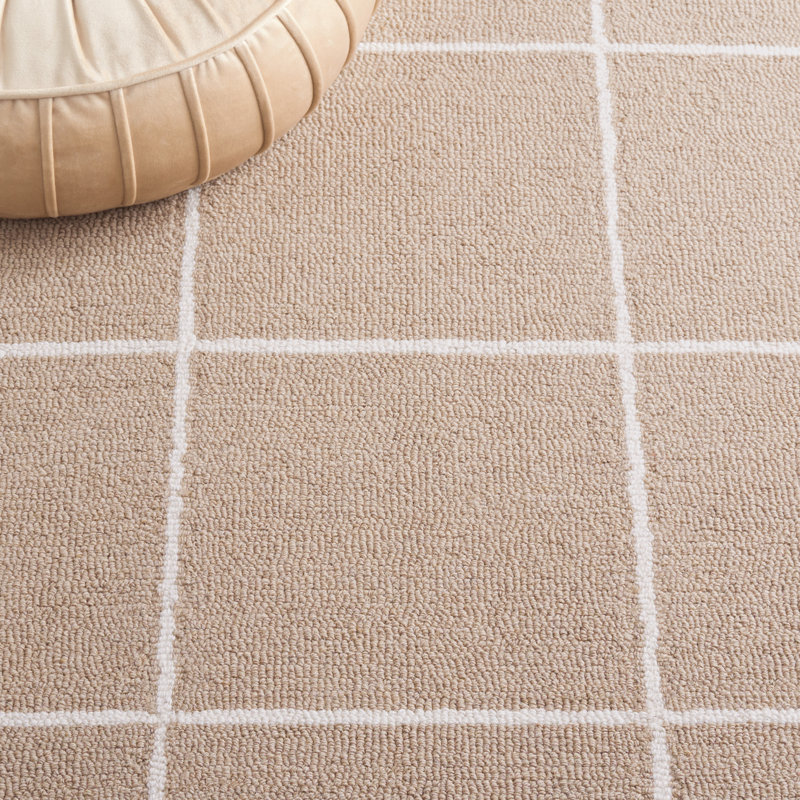 Ivory Geometric Handmade Wool Tufted Area Rug 3' x 5'