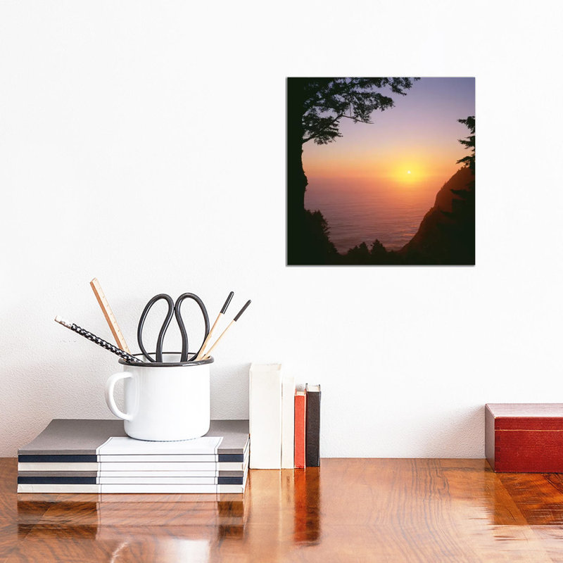 USA, Oregon. Oswald West State Park, Summer Sunset Viewed From Below Neahkanie Mountain. by John Barger - Wrapped Canvas Print