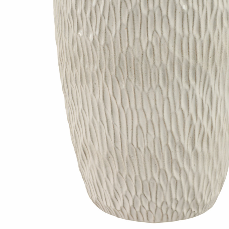 Ceramic Vase Home Decor Pottery Flower Vase Textured Vase with Tapered Rim and Organic Pattern, Overall Height- 15''