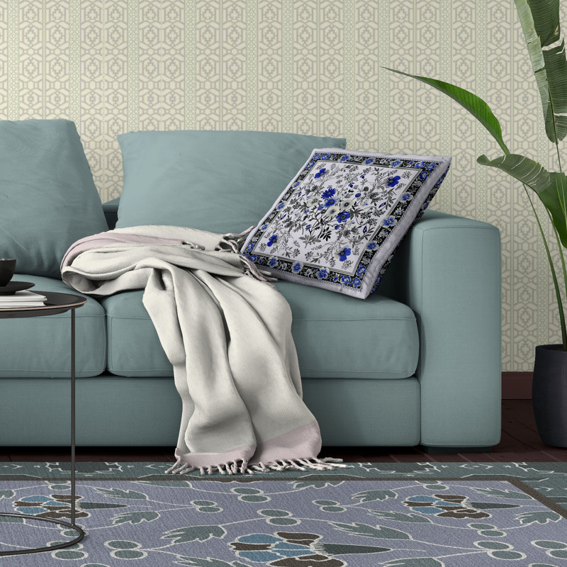 Garden Glory Reversible Throw Pillow, Blue/Black/Gray, 18"H x 18"W