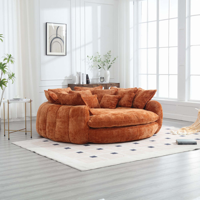 Comfortable Double Loaf Sofa Bed, Orange