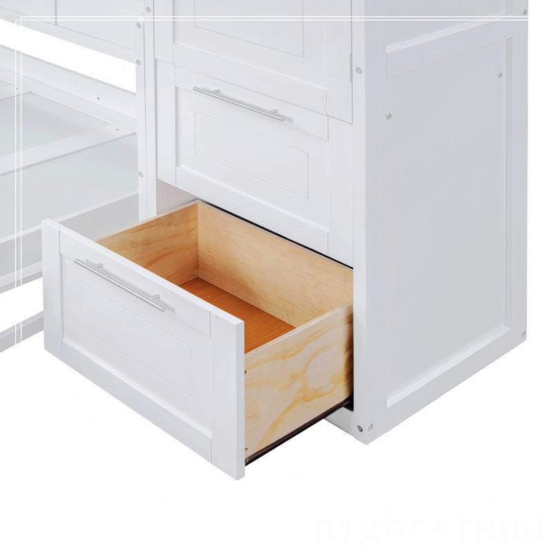 Lit escamotable double avec placard et tiroirs