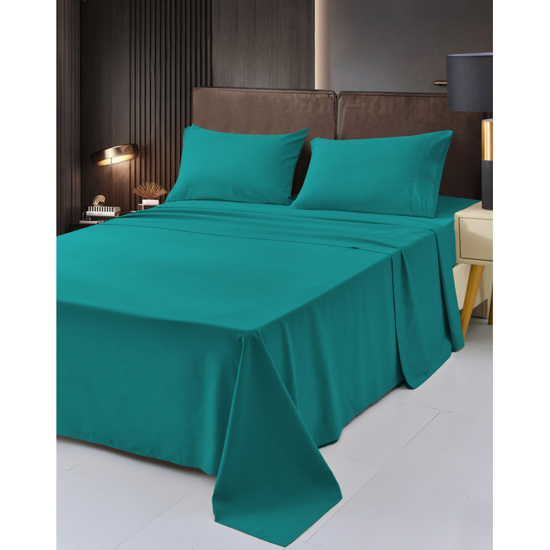 Ensemble de draps 1800 en rayonne de bambou, Grand, Sarcelle