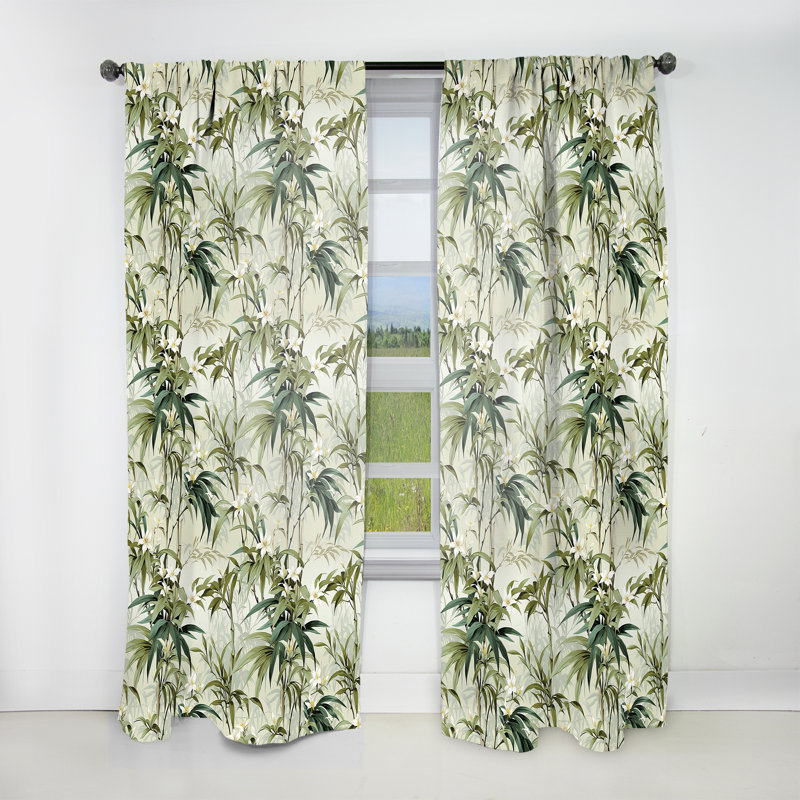 Tropical Zen Bamboo Pattern III - Tropical Curtain - Velvet Room Darkening - 1 panel, 52" W x 108" L