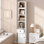 4-tier Open Shelf With 1 Drawer And 1 Cabinet, Freestanding Narrow Bookcase