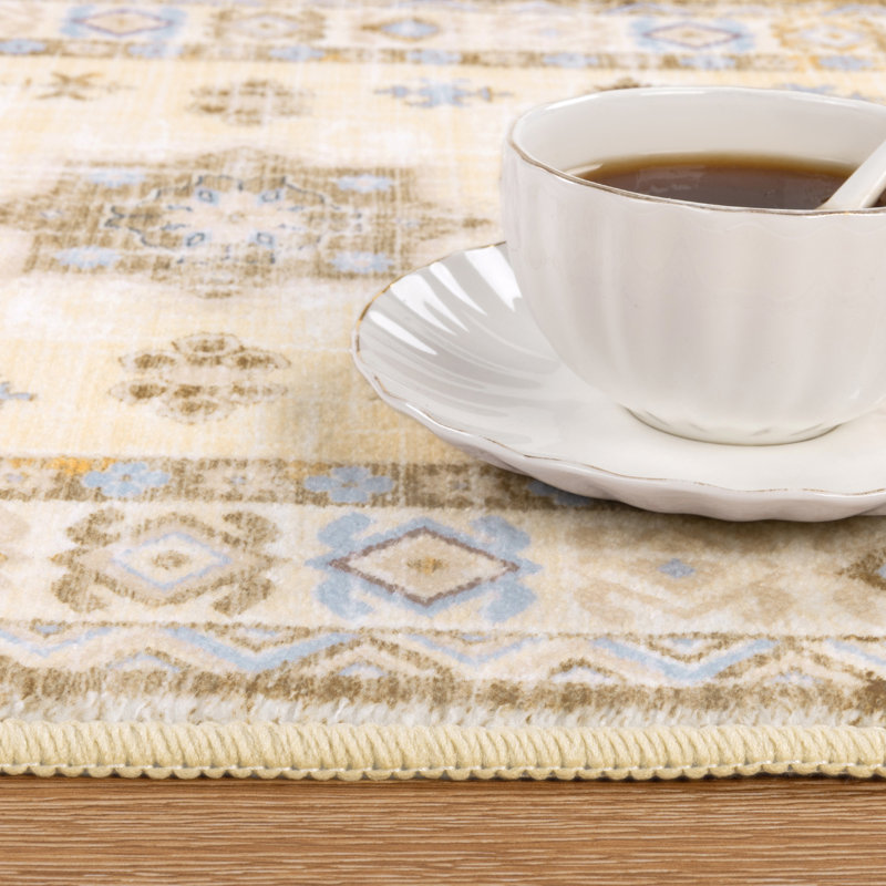 Tapis de cuisine antidérapant lavable à la machine (ensemble de 3), Crème / Havane