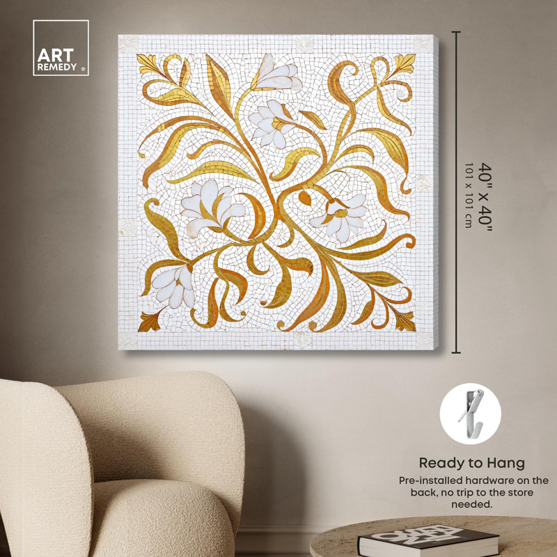 Reproduction d'art sur toile dorée albâtre par Art Remedy, 40" H x 40" W, Toile tendue avec châssis