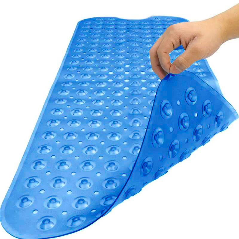 Vinyl Non-Slip Shower Mat, 38cm, 70cm, Light Blue