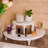 2-Tier Wood Riser,Wood Display Risers For Decor,Large Space Half Moon Dessert Display Stand,Multiple Wooden Display Risers Stand