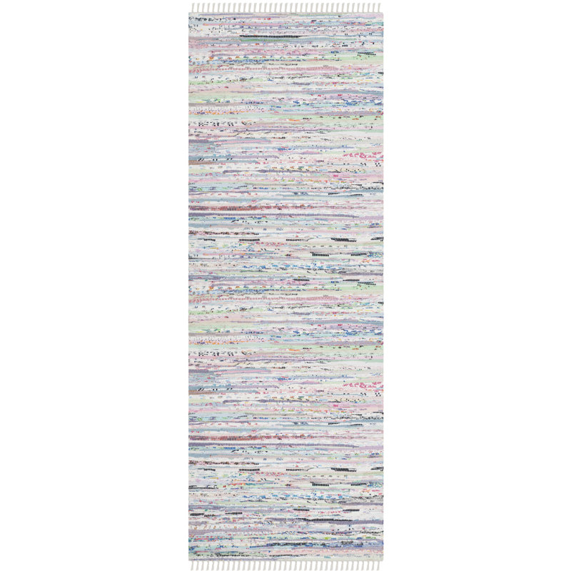Fales Rug Hand Woven Cotton Striped Rug, Runner 2'3" x 10'