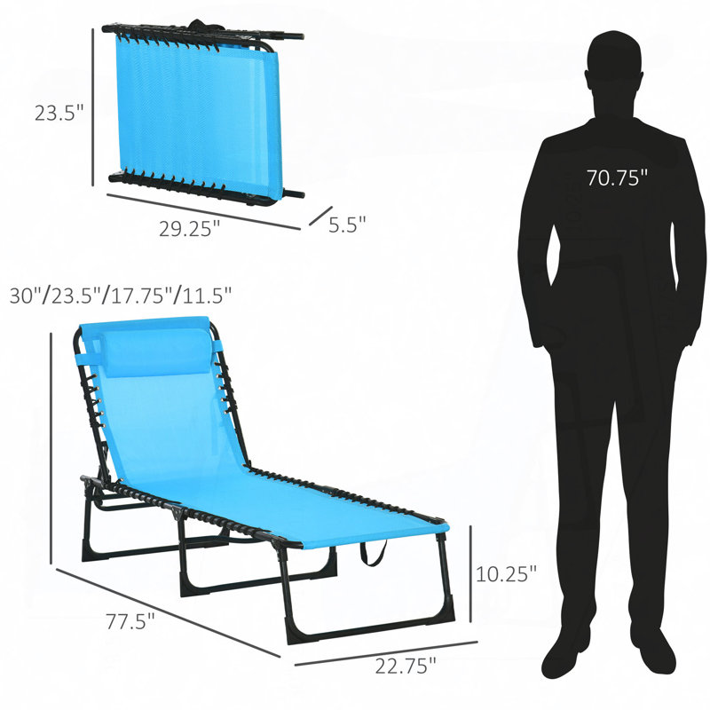Chaise longue de piscine pliante, Bleu, 1