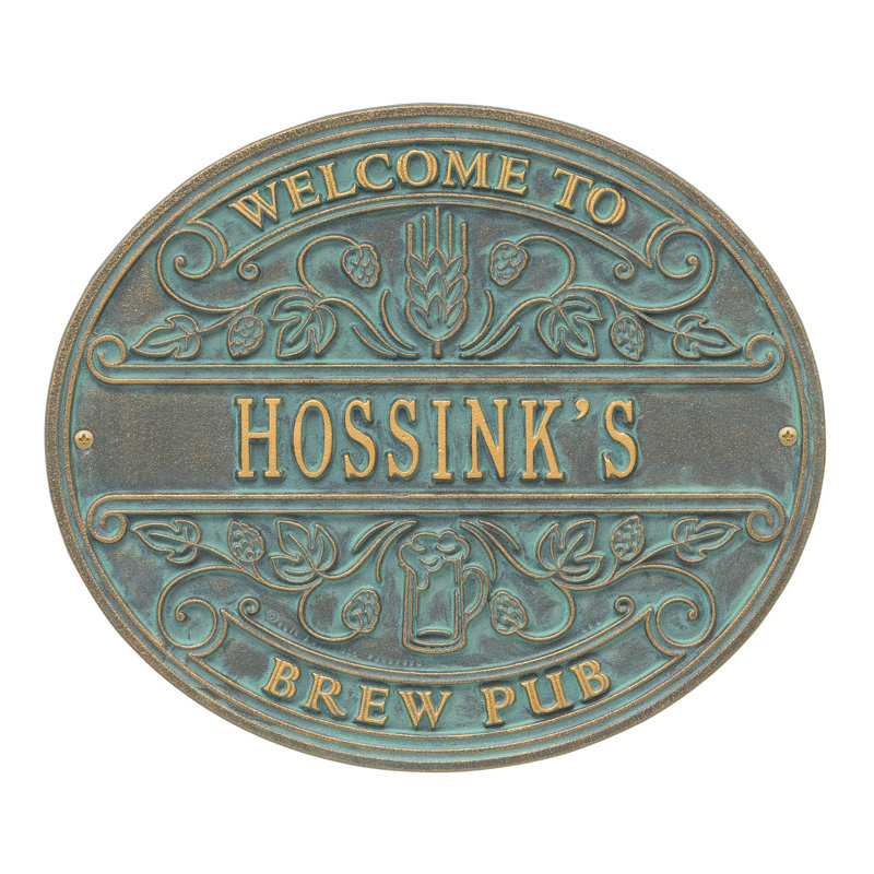 Brew Pub Welcome Wall Décor, Bronze Verdigris, Yes