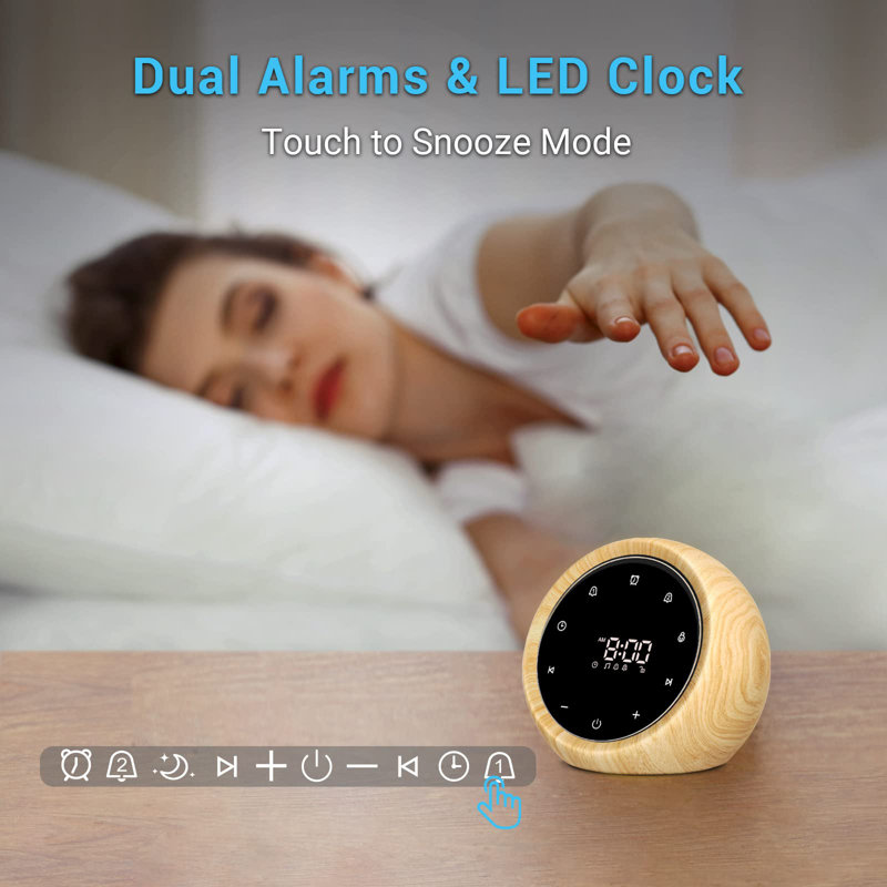 Alarm Clock, 20 Soothing Sounds,Adjustable Volume,5 Timer and Memory Function