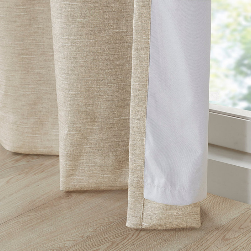 Tonal Printed Faux Silk Total Blackout Curtain Panel Pair, Energy-Efficient And Noise-Blocking For Maximum Privacy, Taupe