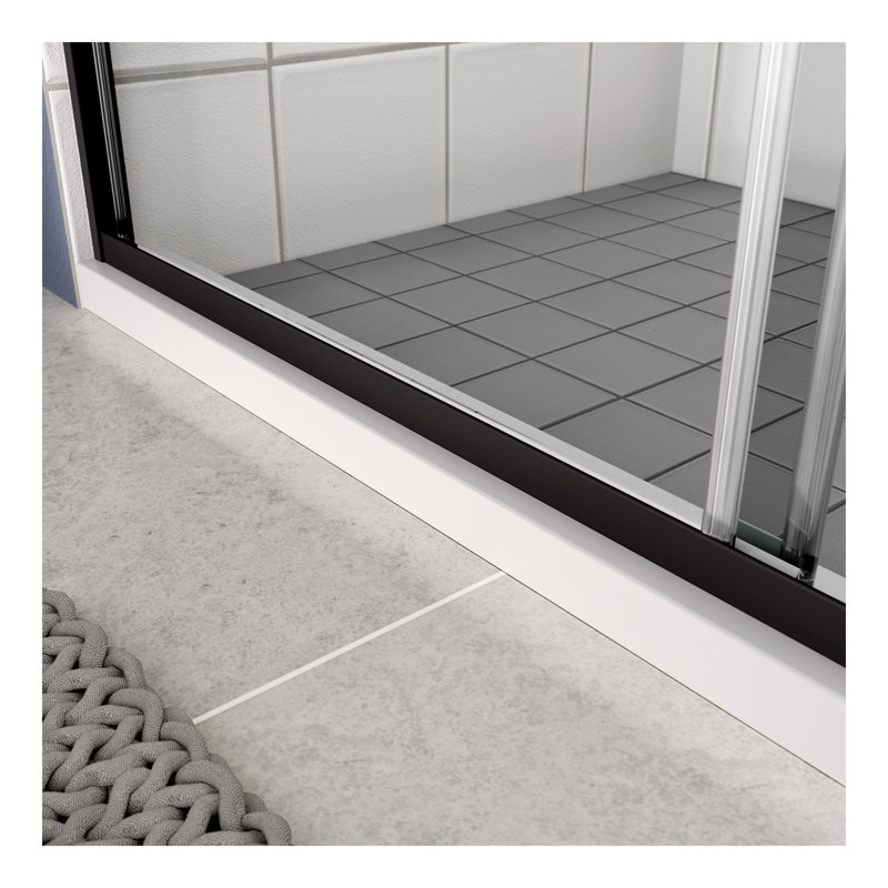 Porte de douche à dérivation, porte coulissante, avec verre trempé de 1/4 po de 50 à 54 po x 70 po, Noir mat
