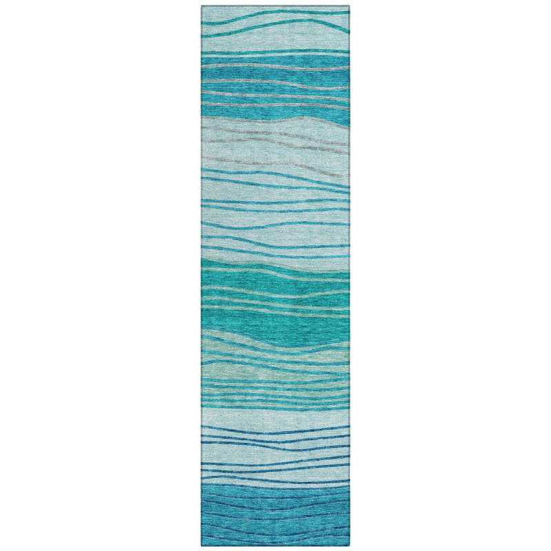 Washable Striped Indoor / Outdoor Rug, Runner 2'3" x 7'6"