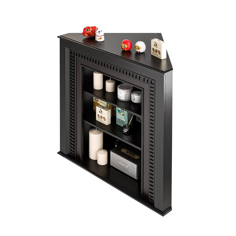 Black Solid Wood Freestanding Fireplace, Black