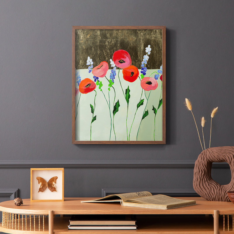 «Poppy Party», reproduction encadrée - bois massif, Brun, H 20 po x l 16 po