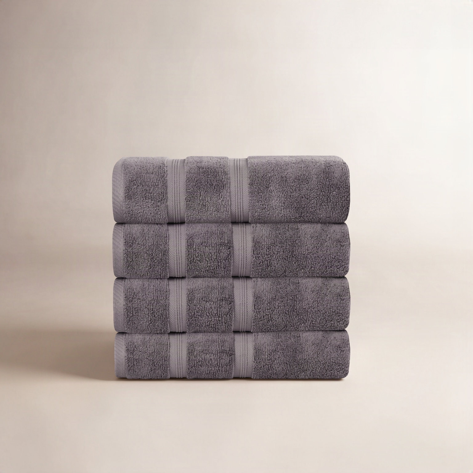4-Piece Zero-Twist Cotton Towel Set, Gray