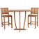 Teak Wood Bistro Bar Set Including 35" Square Miami Bar Table And Abacho Barstools
